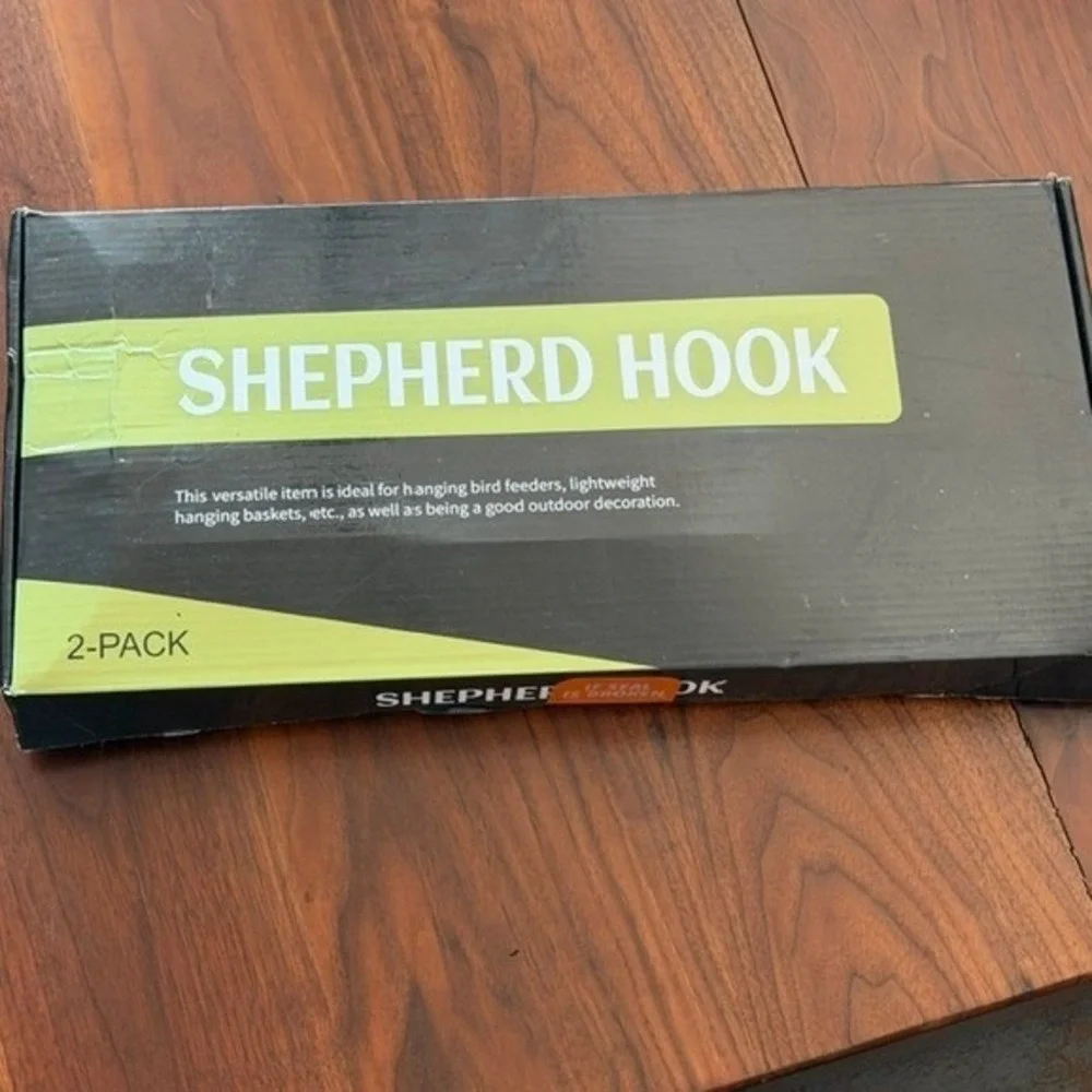 Adjustable Shepherd Hooks 2-Pack 5-Prong Base for Bird Feeders Black NEW